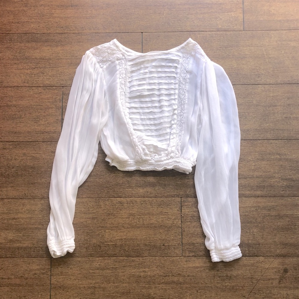 Urban Outfitters Cropped Long Sleeve Peasant Top
